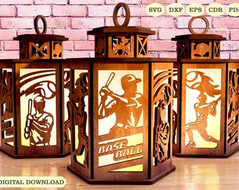 Baseball Kerzenhalter Laser Cut, Baseball Lampe Nacht svg Laser Cut