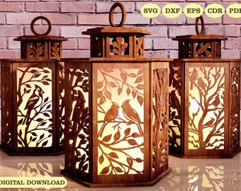 Kardinal Vogel Kerzenhalter Laser Cut, Kardinal Lampe Nacht SVG Laser-Cut