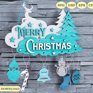 メリークリスマスツリーのおもちゃSVGレーザー