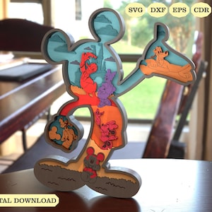 Mouse Laser cut files - 7 Layer Art Piece for Glowforge Svg