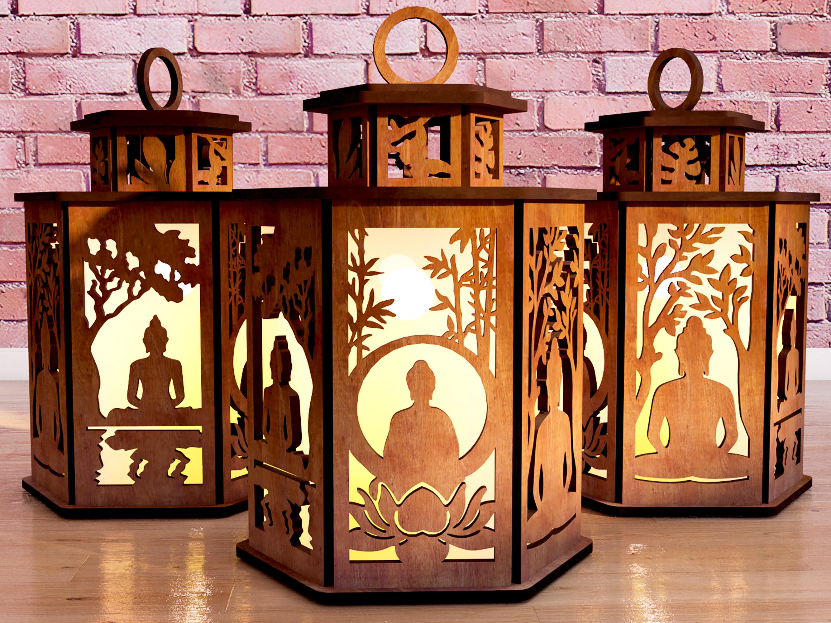Buddha Candle Holder Laser Cut, Buddha Yoga Lamp Night Svg Laser