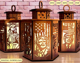 TRUMP Kerzenhalter Laser Cut, Donald Trump Lampe Nacht SVG Laser-Cut