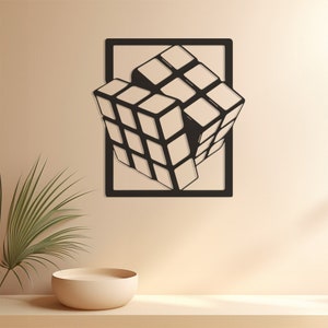 Rubik's Cube Metal Wall Art, Retro Puzzle Decor, Iconic Cube Design, Modern Metal Artwork, Nostalgic Wall Accent, Unique Home Decoration