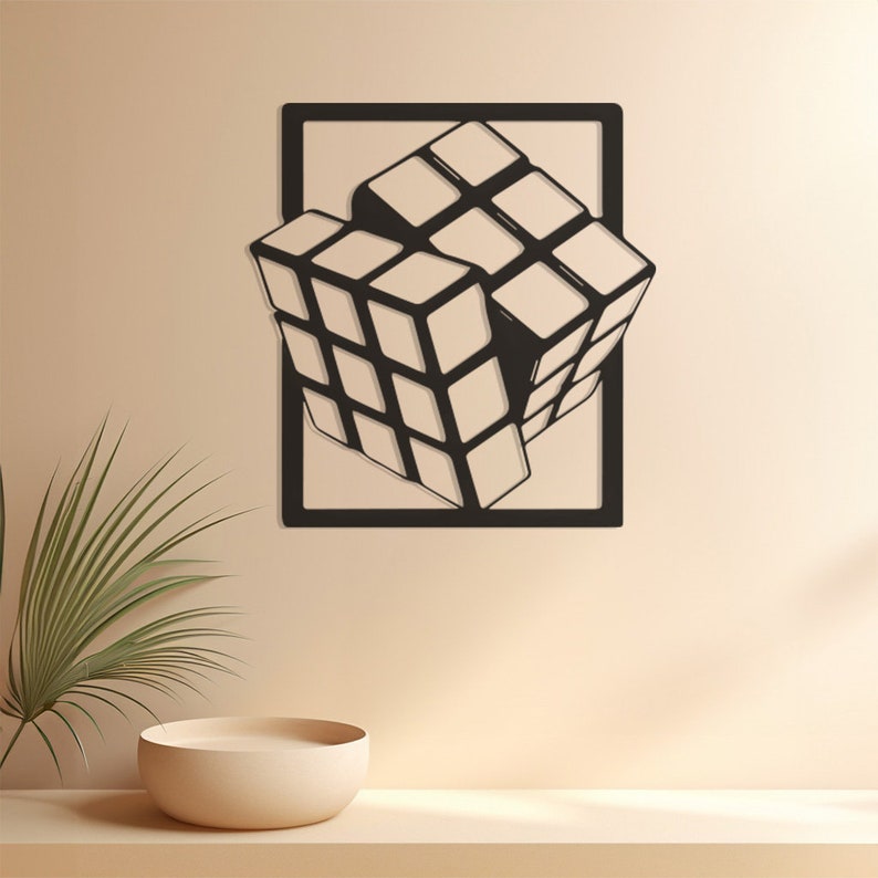 Rubik's Cube Metal Wall Art, Retro Puzzle Decor, Iconic Cube Design, Modern Metal Artwork, Nostalgic Wall Accent, Unique Home Decoration