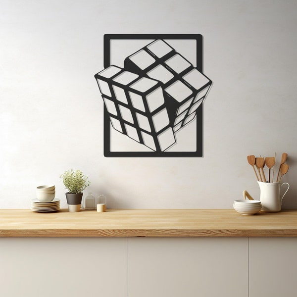 Rubik's Cube Metal Wall Art, Retro Puzzle Decor, Iconic Cube Design, Game Room Decoration, Rubix Cube Art, Nerd Geek Gift