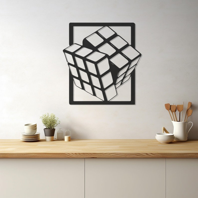 Rubik's Cube Metal Wall Art, Retro Puzzle Decor, Iconic Cube Design, Modern Metal Artwork, Nostalgic Wall Accent, Unique Home Decoration