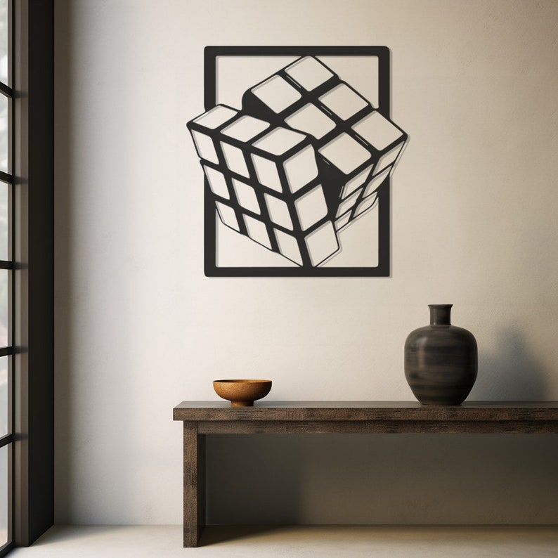 Rubik's Cube Metal Wall Art, Retro Puzzle Decor, Iconic Cube Design, Modern Metal Artwork, Nostalgic Wall Accent, Unique Home Decoration