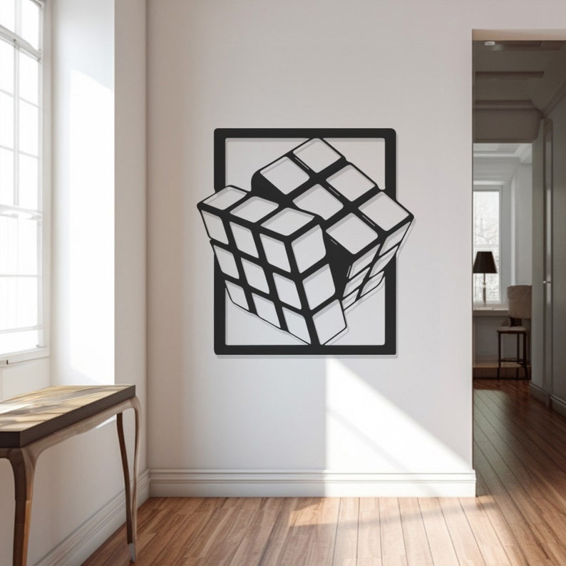 Rubik's Cube Metal Wall Art, Retro Puzzle Decor, Iconic Cube Design, Modern Metal Artwork, Nostalgic Wall Accent, Unique Home Decoration