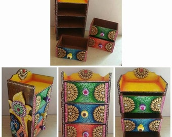 Awesome Vertical 3Drwr Jewelry Box, Wooden Jewelry Box, Handmade Jewelry Box