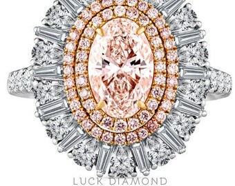 1.08ct Fancy Light Brown Pink Oval Shape Diamond Ring, Fancy Light Brown Pink Color Diamond Ring For Women, 18K Gold Beautiful Gift Ring