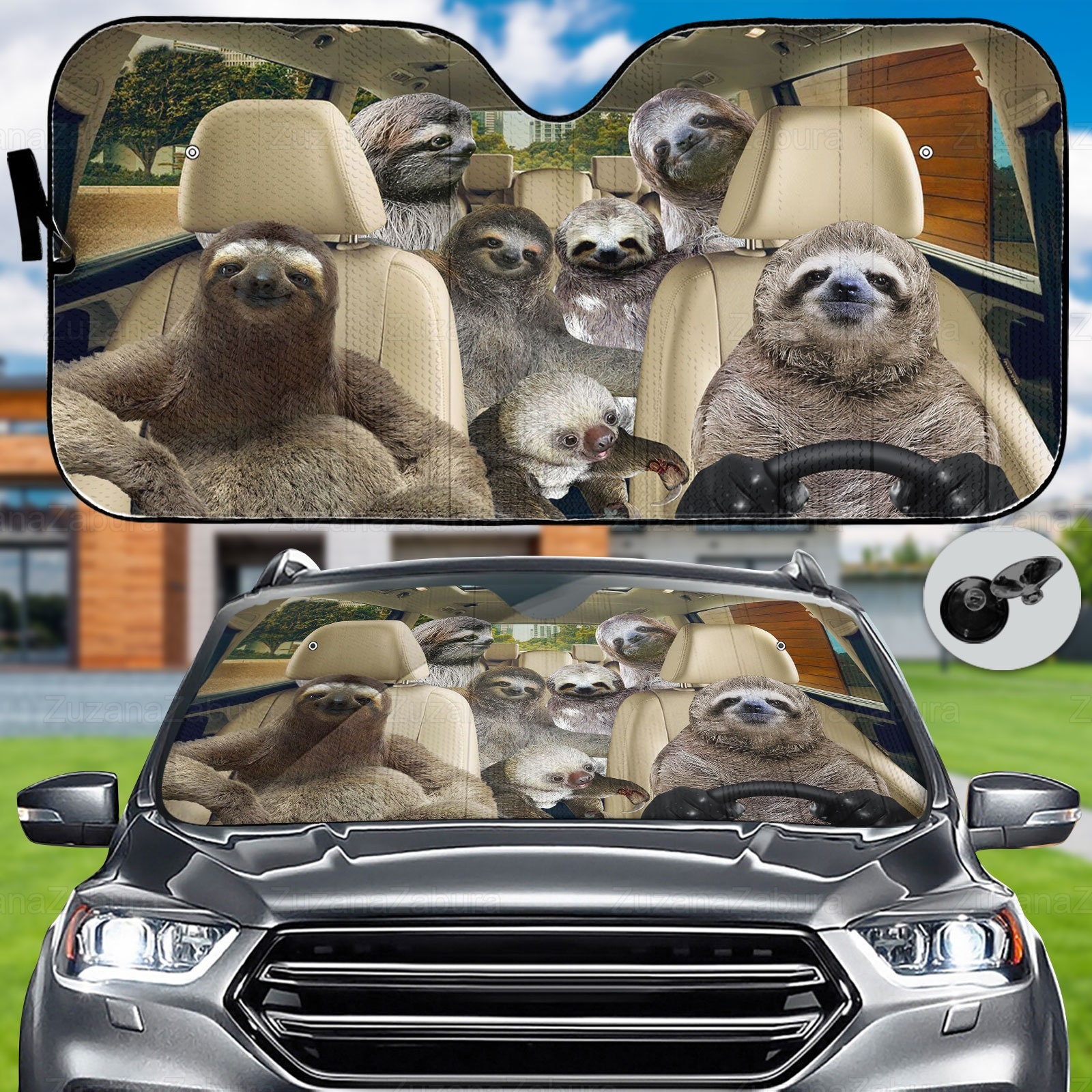 Lustige Raccoon Tiere Windschutzscheibe Sonnenschutz für Auto SUV