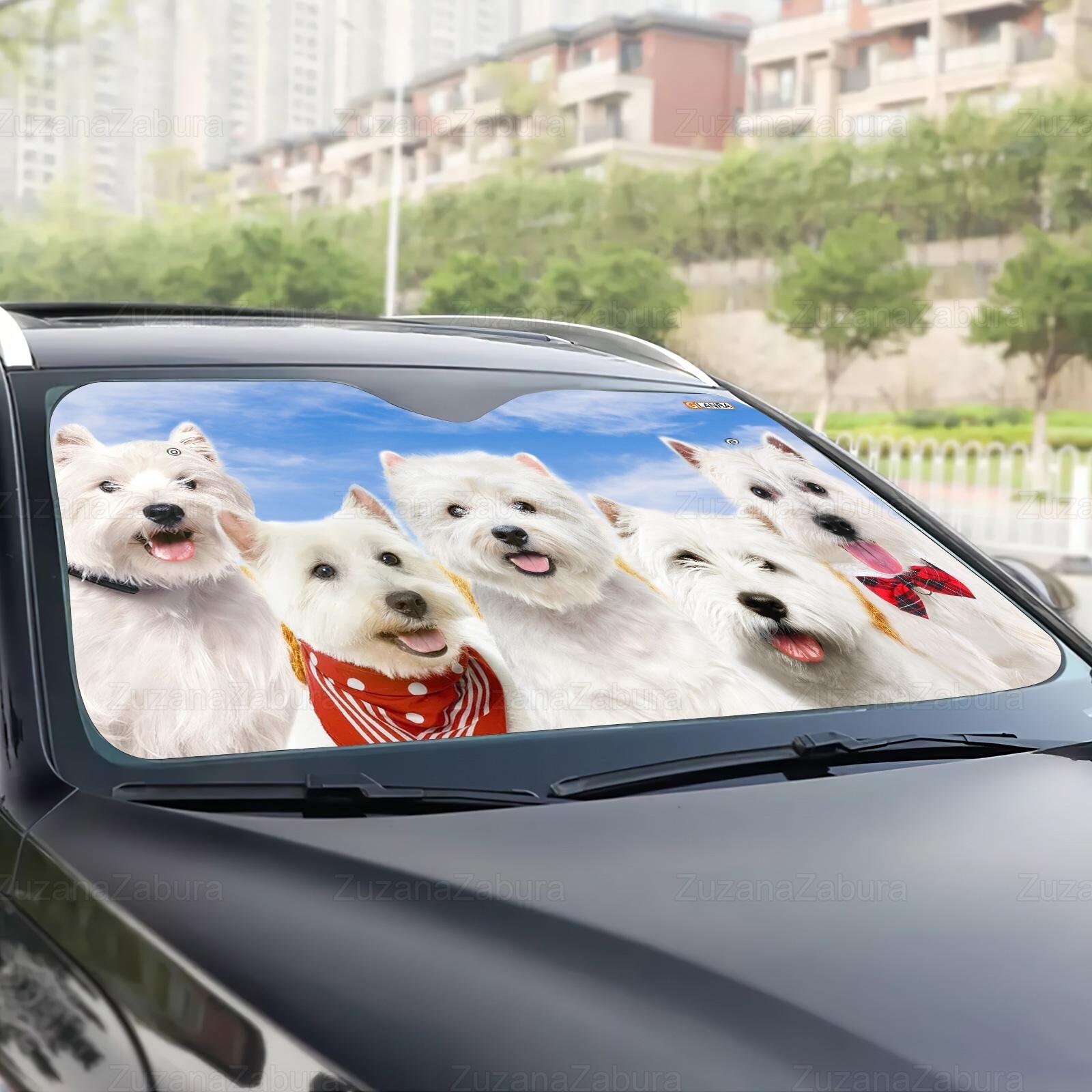West Highland White Terrier Car Sun Shade, Westie Car Sun Shade