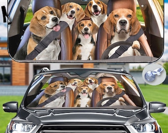 Beagle Family Car Sun Shade, Beagle Auto SunShade, Beagle Lovers, Beagles SunShade, Cadeaux d'amant de chien, Beagle Car Decoration, Cadeaux pour lui