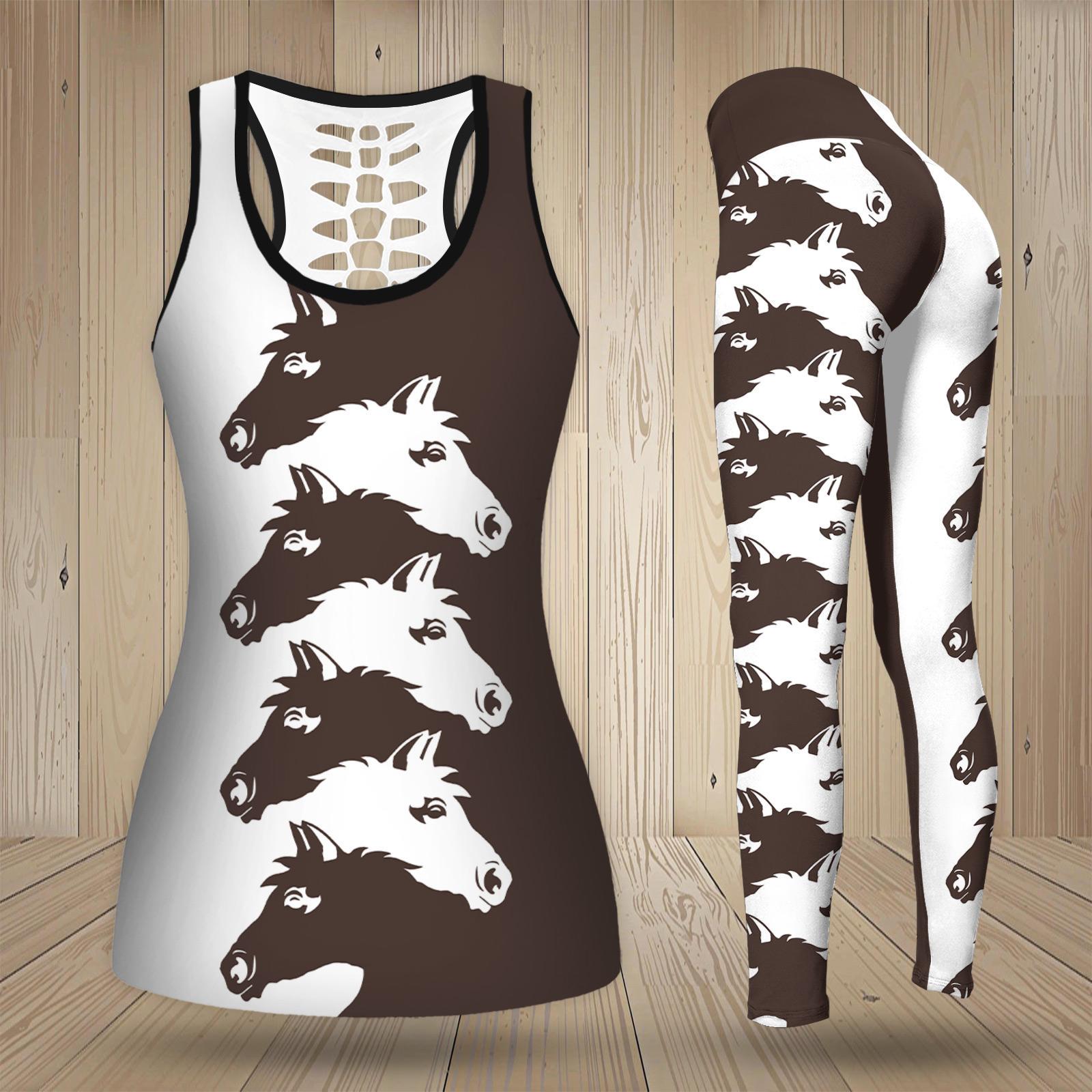 Discover Horse Tank Top and Leggings Set for Women, Gift For Horse Lover, Gym Leggings