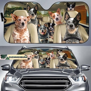 Australian Cattle Car zonnescherm, auto zonnescherm veedrijvers, veedrijver hond auto decor, voorruit zonnescherm, echtgenoot cadeau, hondenliefhebber cadeau