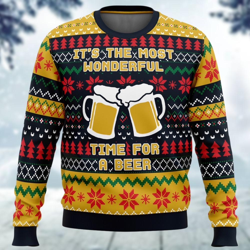 Discover Christmas Beer Ugly Sweater, Christmas Drinking Sweater Men, It's The Most Wonderful Time For A Beer Shirt, Funny Christmas Shirt