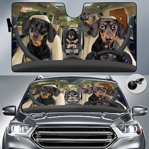 Teckel gezinsauto zonnescherm, teckel auto zonnescherm, teckel zonneschermen voor auto, hond auto decoratie, auto zonbeschermer, cadeau voor hem
