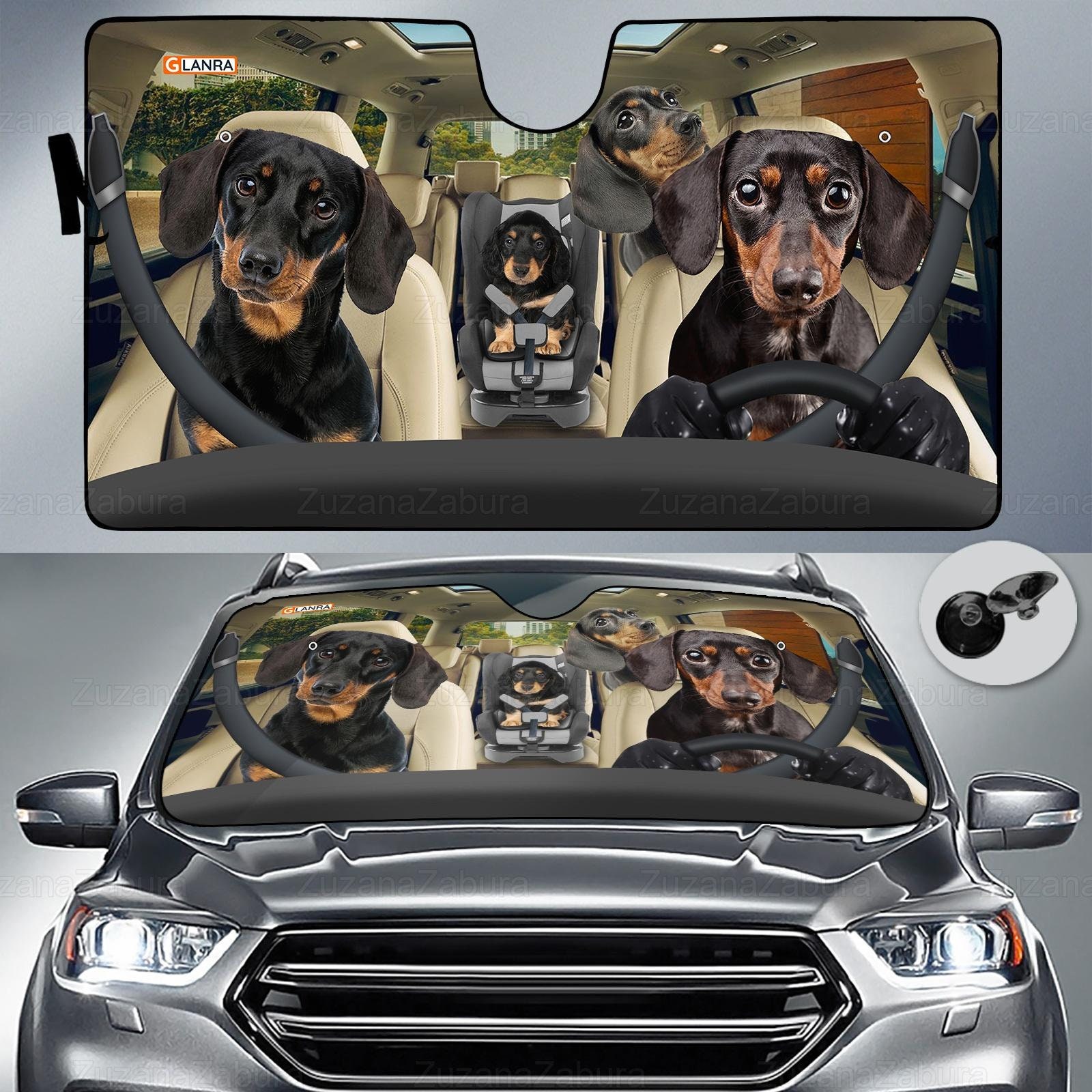 Dachshund Family Car Sunshade, Dachshund Car Sun Shade