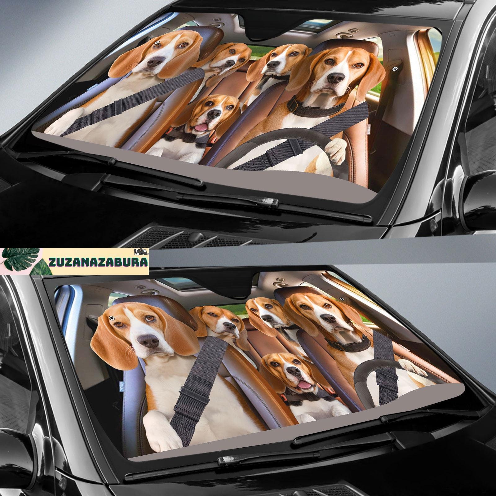 Beagles Family Car Sun Shade, Beagles Auto Car Sun Shade