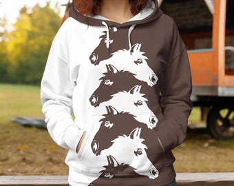 Horse Hoodie, Horse Zip Hoodie, Animal Zip Hoodie, Horse Lover Hoodie, Horse Girl Hoodie, Horse Lover Gift, Love Horses Hoodie