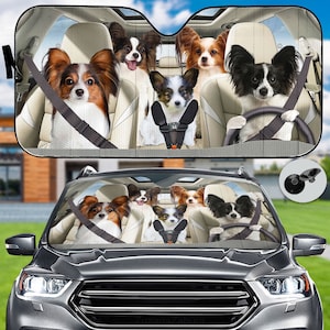 Papillon Family Car Sun Shade, Papillon Car Accessory, Papillon Gifts, Papillon Decor Car, Gift For Mom, Dog Car Sun Shade, Car Windshield