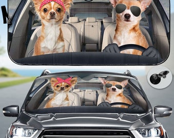 Chihuahua Car Sunshade, Chihuahua Auto Sunshade, Chihuahua Car Decoration, Chihuahua Car Windshield Cover, Car Sun Protector, Dog Lover Gift