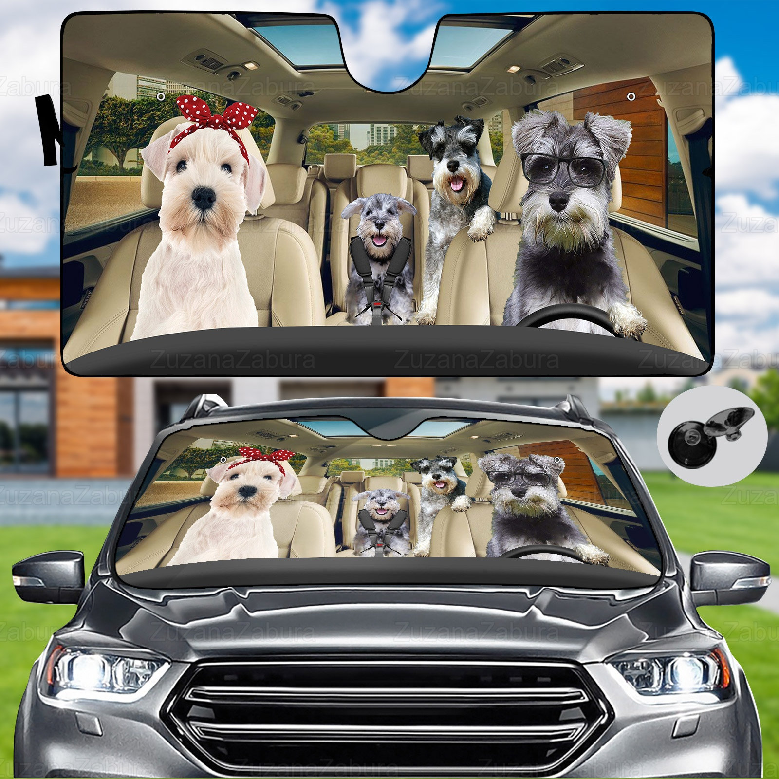 Exquisite Schnauzers Familie Auto Sonnenschutz, Lustige Hunde Auto  Sonnenschutz, Auto Auto Sonnenschutz, Auto Windschutzscheibe, Auto Zubehör,  Hund Mama - Hund Lo