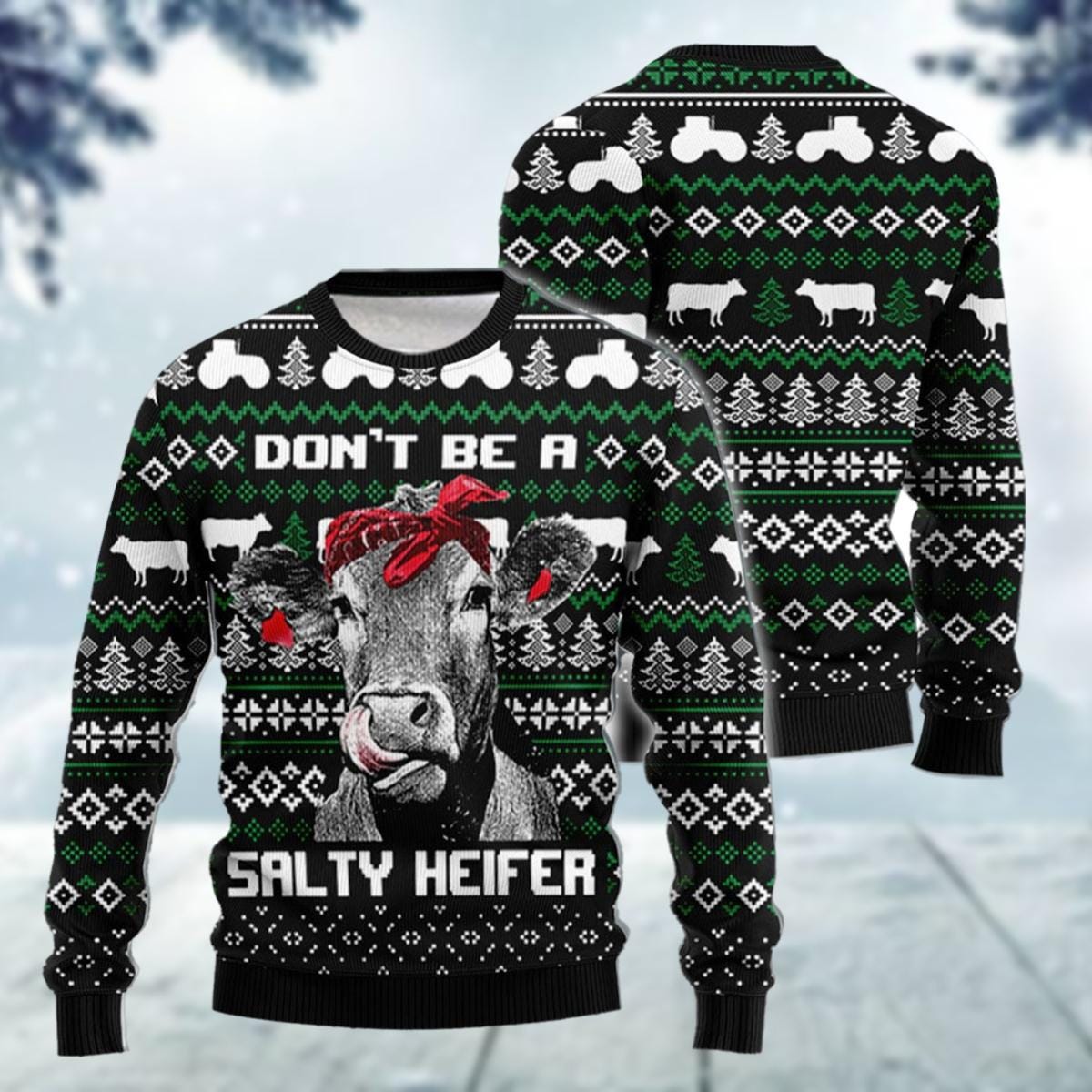 Sanfran Funny Christmas Sweater – ‘Threshing Through The Snow’ Farming Theme Holiday Jumper For Farmers & Tractor Lovers - View #9
