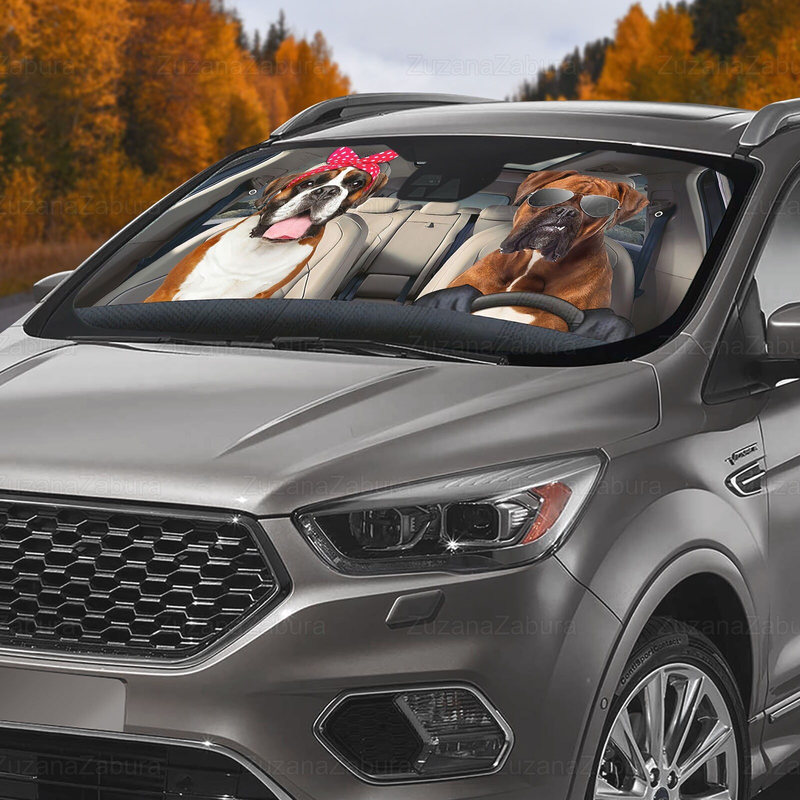 Boxer Car Sunshade, Dog Windshield Sunshade, Auto Sunshade for Car