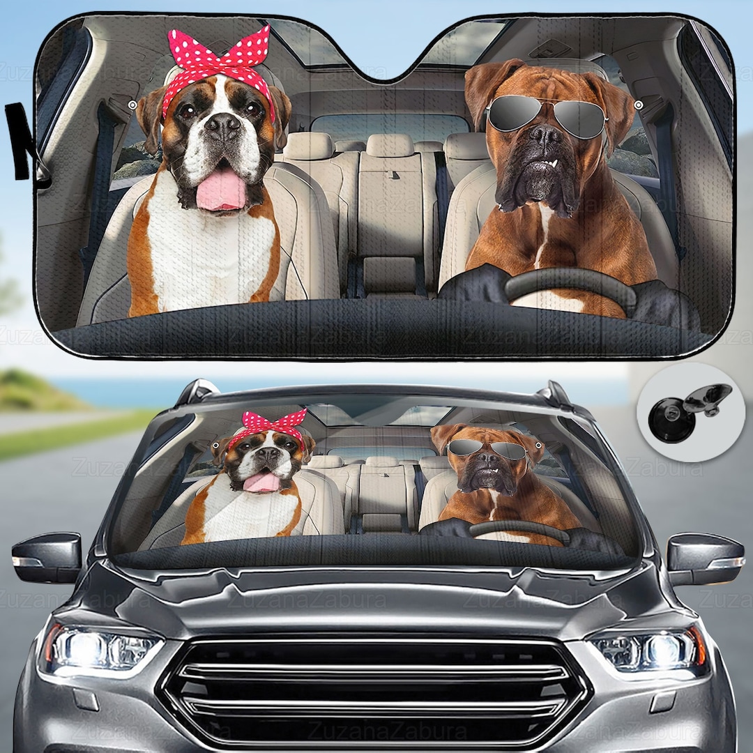 Boxer Car Sunshade, Dog Windshield Sunshade, Auto Sunshade for Car