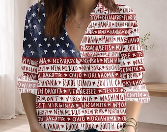 Blusa retro con la bandera estadounidense, camiseta para mujer del 250 aniversario de EE. UU., top patriótico vintage para mujer, camiseta del Día de la Independencia, regalo para ella.