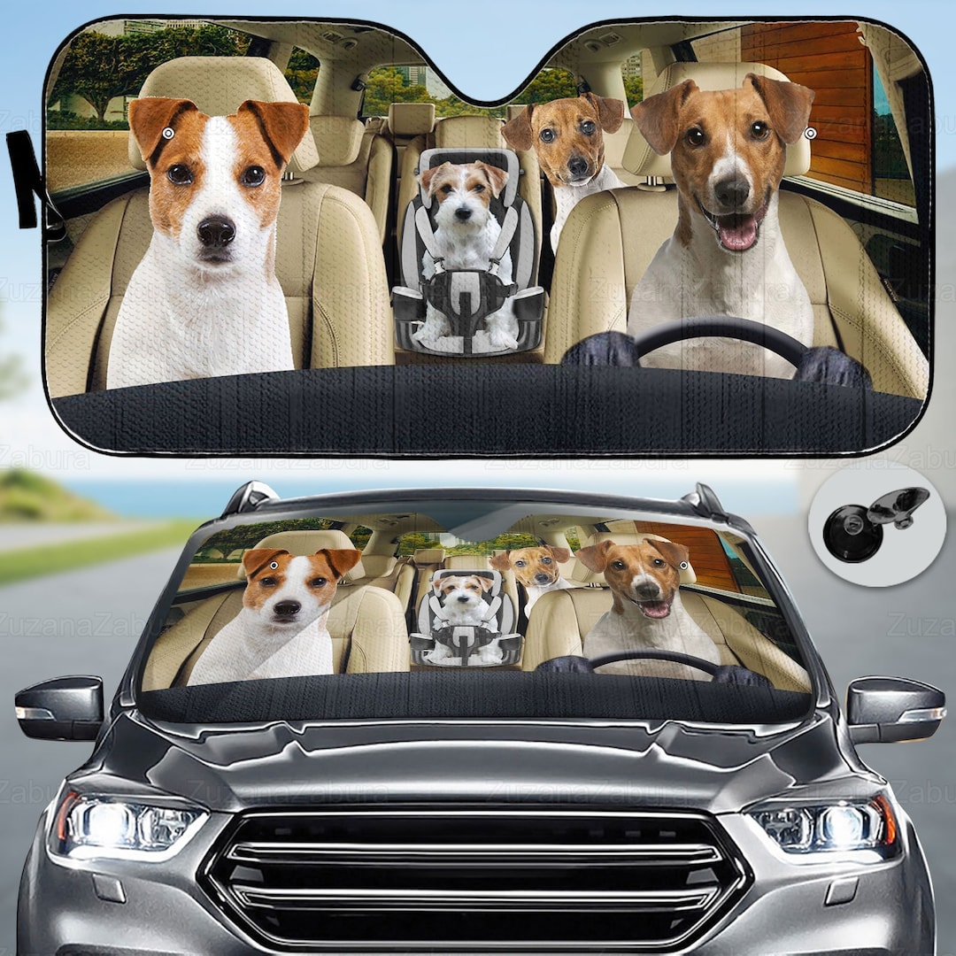 Jack Russell Car Sunshade, Jack Russell Car Decoration, Jack Russell