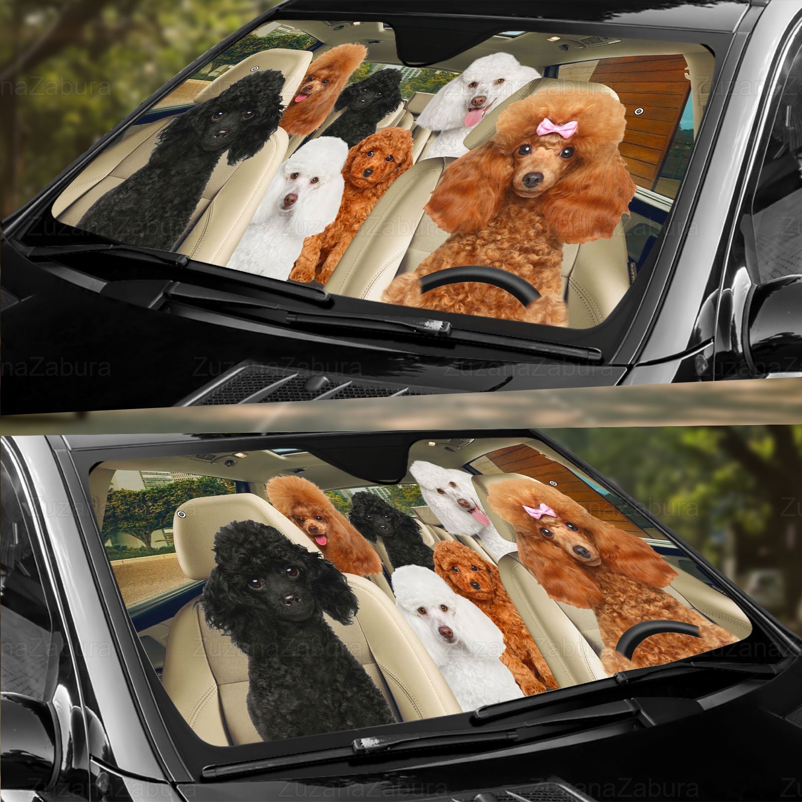 Poodle Car Sun Shade, Dog Car Sun Shade