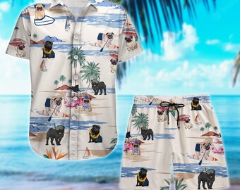 Pug Hawaiian Shirt, Pug Shorts Men, Pug Button Shirt, Pug Button Up Shirt, Pug Shirt Women, Pug Mom Shirt, Funny Pug Gifts