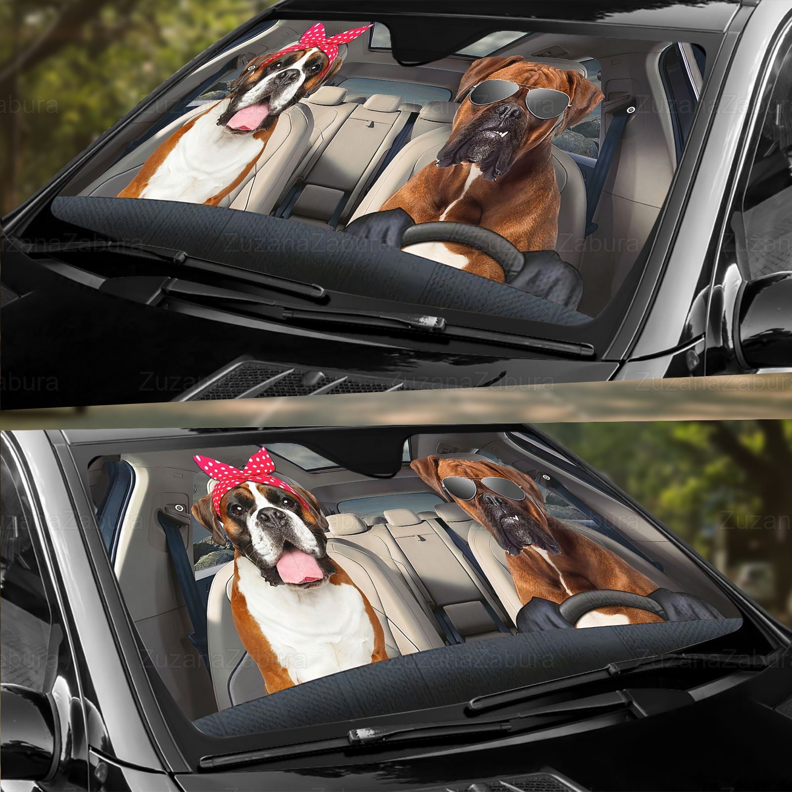 OSOLVE Boxer Hund Auto Sonnenschutz Auto Windschutzscheibe