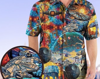Halloween Star Wars Hawaiian Shirt, Spaceships Hawaiian Shirt, Star Wars Button Shirt, Galaxy's Edge Button Shirt, Button Up Shirt