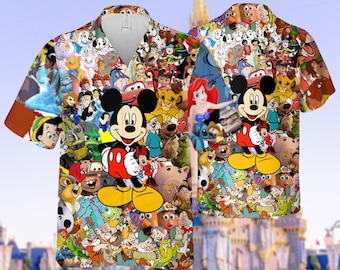 Mickey Mouse Hawaiian Shirt, Disney Mouse Button Up Shirt, Cartoon Movie Shirt, Magic Kingdom Shirt