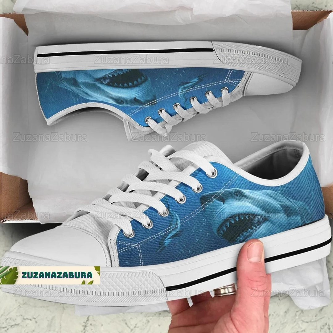 Shark Pattern Print Men Women's High Top Shoes