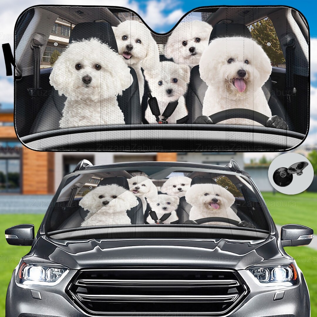 Bichon Frise Family Car Sun Shade, Bichon Frise Gifts, Bichon Frise Car Accessories, Dog Lover