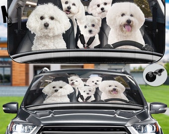 Bichon Frise Family Car Sun Shade, Bichon Frise Gifts, Bichon Frise Car Accessories, Dog Lover Gifts, Car Sun Protector, Dog Car Sun Shade