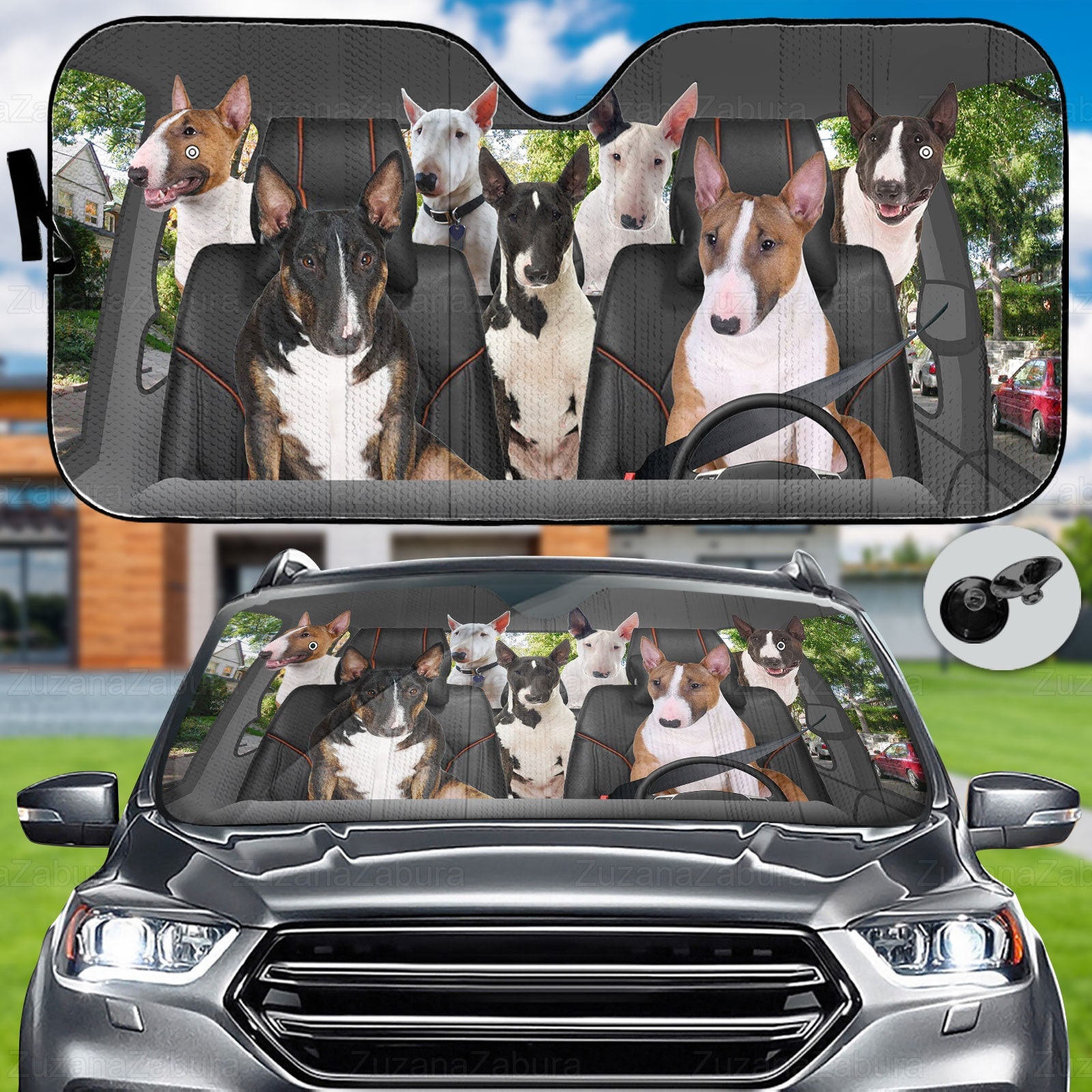 Ein lustiger Hund hinter dem Steuer eines Autos, Auto Auto Auto Sonnenschirm,  Windschutz Auto Zubehör, Auto Protektor Fenster visier Siebdekor - .de