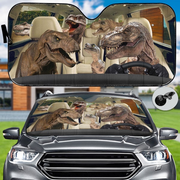 Pare-soleil de voiture de dinosaure, amateur de dinosaures, pare-soleil automatique, décoration de voiture de dinosaure, pare-soleil de dinosaure, pare-brise de voiture T-rex, pare-soleil de voiture, cadeau papa