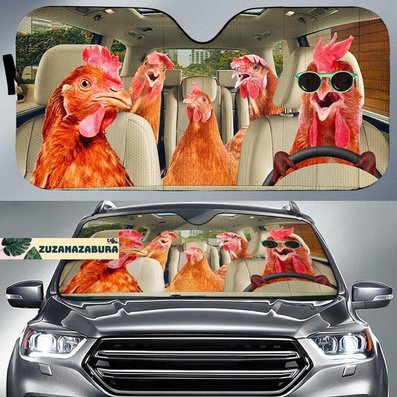 Chicken Car Sunshade Chicken Gift Chicken Car Decor Funny Chicken Car Sunshade Rooster Car Windshield Cover Rooster Car Sunshade