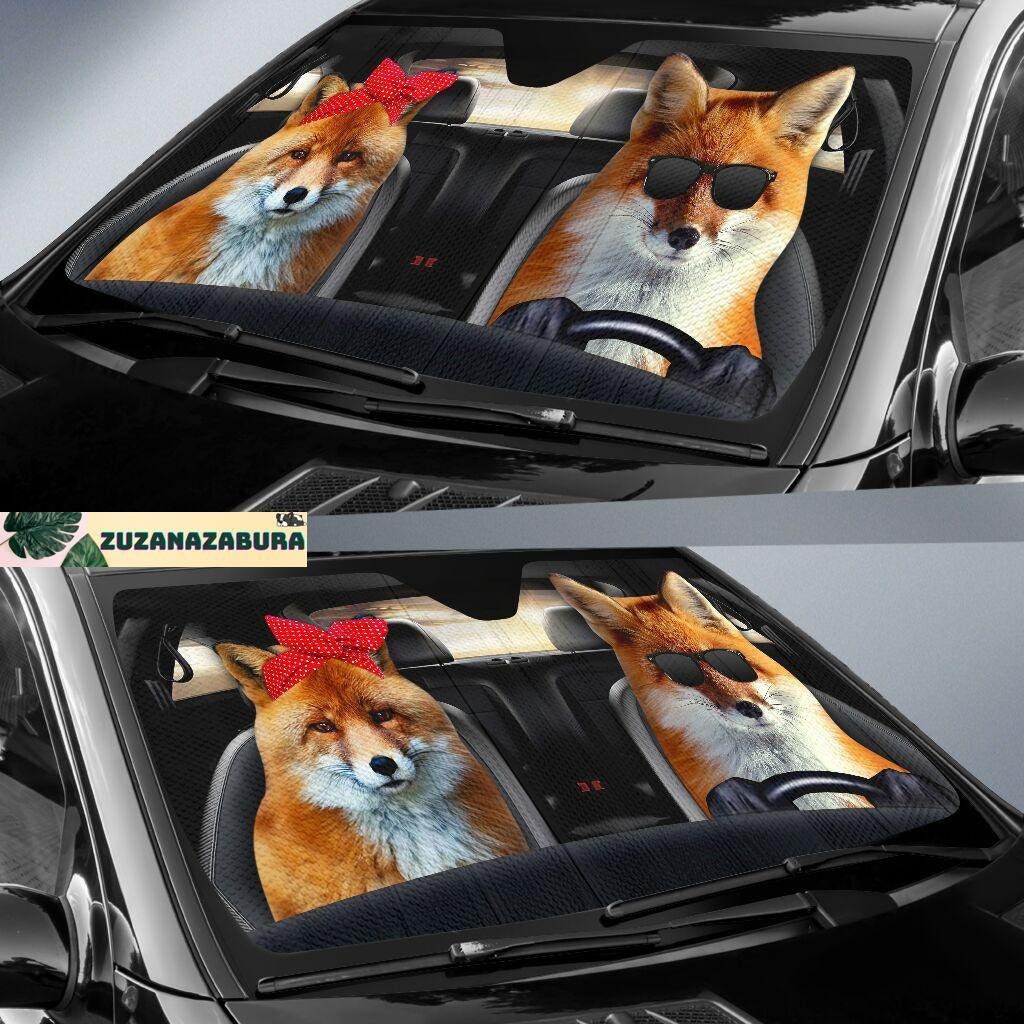Fox Car Sunshade, Fox Auto Sun Shade, Fox Car Decor, Fox Sunshade