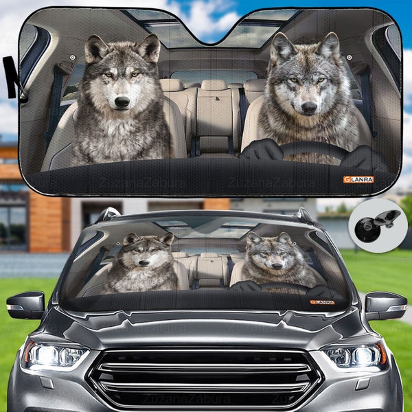 Wolf Car Sunshade, Auto Sun Shade, Wolf Car Decor, Wolf Sunshade, Car Sun Protector, Wolf Auto Decor Screen, Gifts For Animal Lover