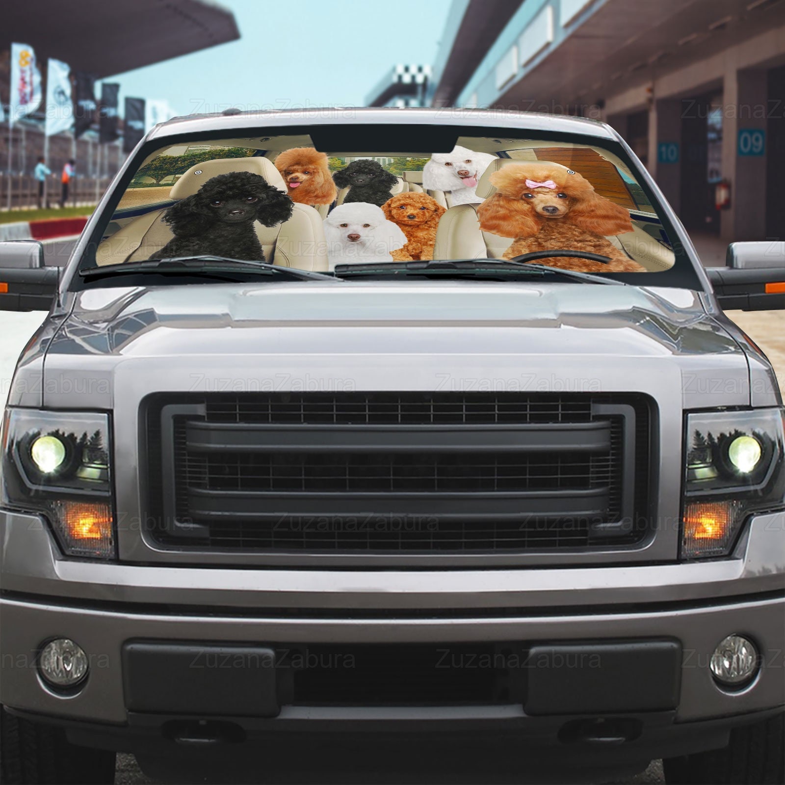 Poodle Car Sun Shade, Dog Car Sun Shade