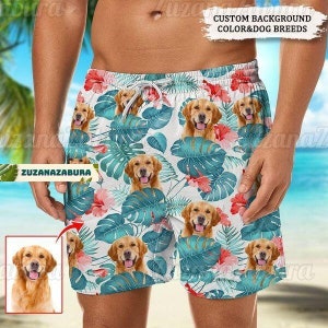 Gepersonaliseerde hondenshorts, strandshorts voor hondenliefhebbers, aangepaste fotoshorts, fotoshorts heren, aangepaste petgezichtshorts, hondenstrandshorts