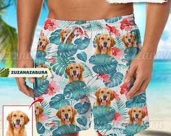 Personalized Dog Shorts, Beach Shorts For Dog Lovers, Custom Photo Shorts, Photo Shorts Men, Custom Pet Face Shorts, Dog Beach Shorts