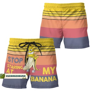 Bananenshorts, bananenshorts heren, grappige shorts, bananenshorts voor mannen, fietsshorts, gele shorts, grappige zwembroeken, herenkleding, herenkleding