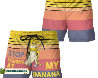 Bananenshorts, bananenshorts heren, grappige shorts, bananenshorts voor mannen, fietsshorts, gele shorts, grappige zwembroeken, herenkleding